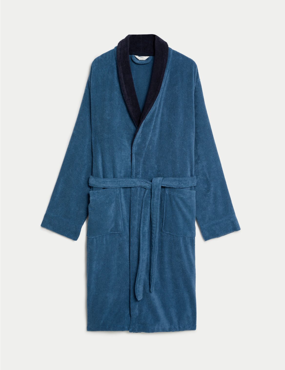 Pure Cotton Towelling Dressing Gown blue