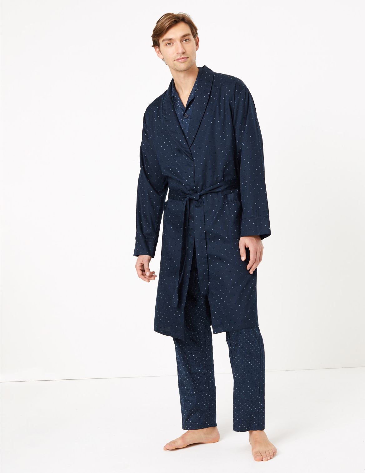 Pure Cotton Dressing Gown blue