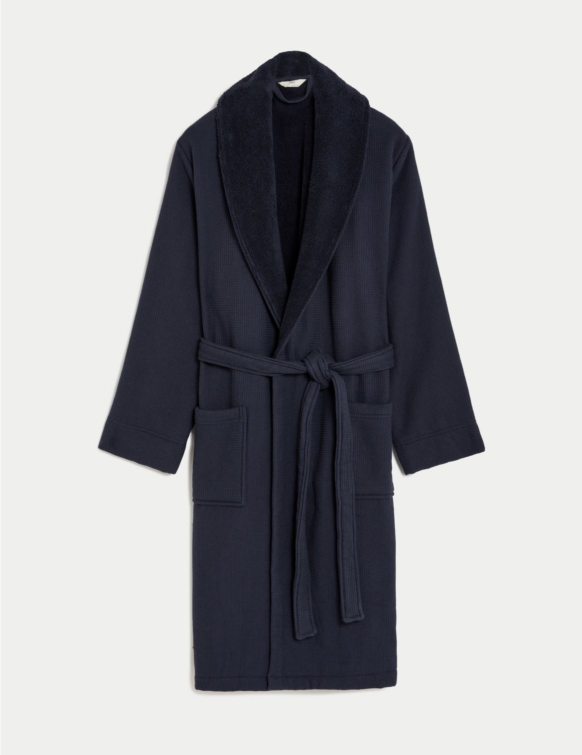 Pure Cotton Waffle Dressing Gown navy