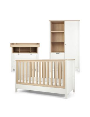 Mamas & Papas Harwell 3 Piece Cotbed Range with Dresser and Wardrobe - White, White