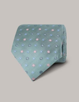 Hawes & Curtis Mens Floral Pure Silk Tie - Stone, Stone