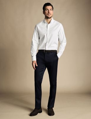 Charles Tyrwhitt Mens Slim Fit Cotton Rich Textured Trousers - 3632 - Blue, Blue
