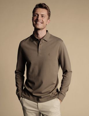 Charles Tyrwhitt Men's Cotton Rich Pique Long Sleeve Polo Shirt - Yellow, Yellow