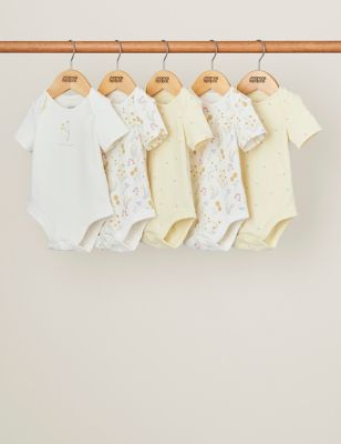 Mamas & Papas Newborn Girls 5pk Pure Cotton Floral Bodysuits (7lbs-2 Yrs) - 0-3 M - Yellow, Yellow