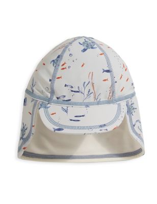 Mamas & Papas Kids Sea Print Swim Hat (0-3 Yrs) - 6-12M - Blue, Blue