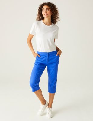 Regatta Womens Cotton Rich Tapered Cropped Trousers - 18 - Blue, Blue