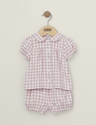 Mamas & Papas Newborn Boy's Pure Cotton Gingham Pyjama Set (3-3 Yrs) - 2-3Y - Pink, Pink