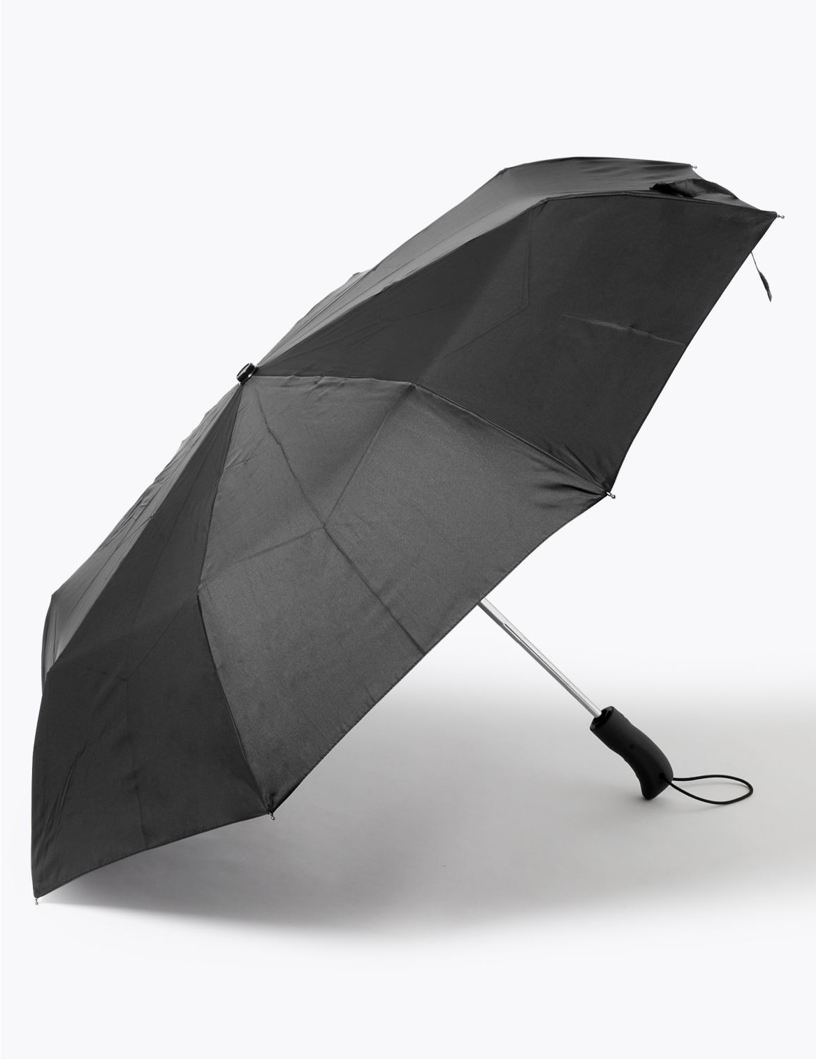 Recycled Polyester Rubber Handle Umbrella with Windtech&trade; black