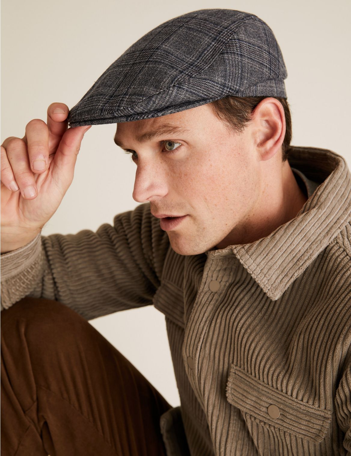 Checked Flat Cap with Thermowarmth&trade; navy
