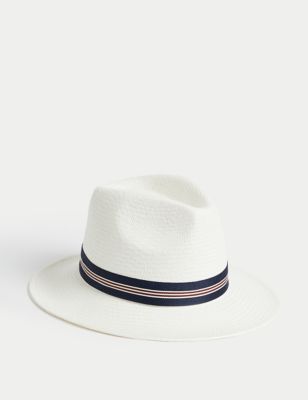 M&S Mens Straw Panama Hat - L-XL - Natural Mix, Natural Mix