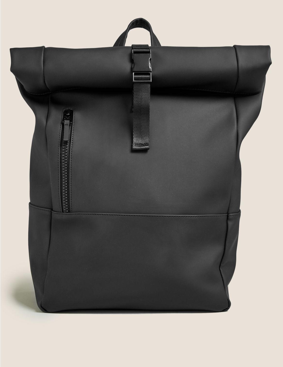 Rubberised Rolltop Backpack black