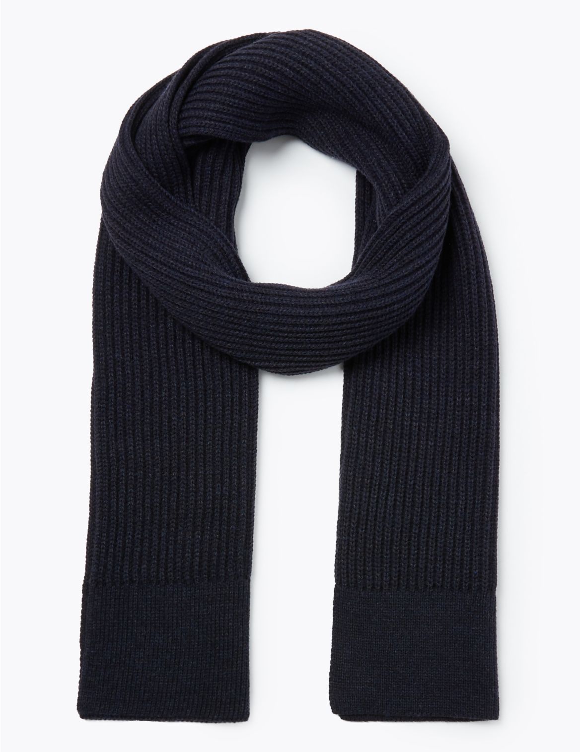 Knitted Textured Scarf navy