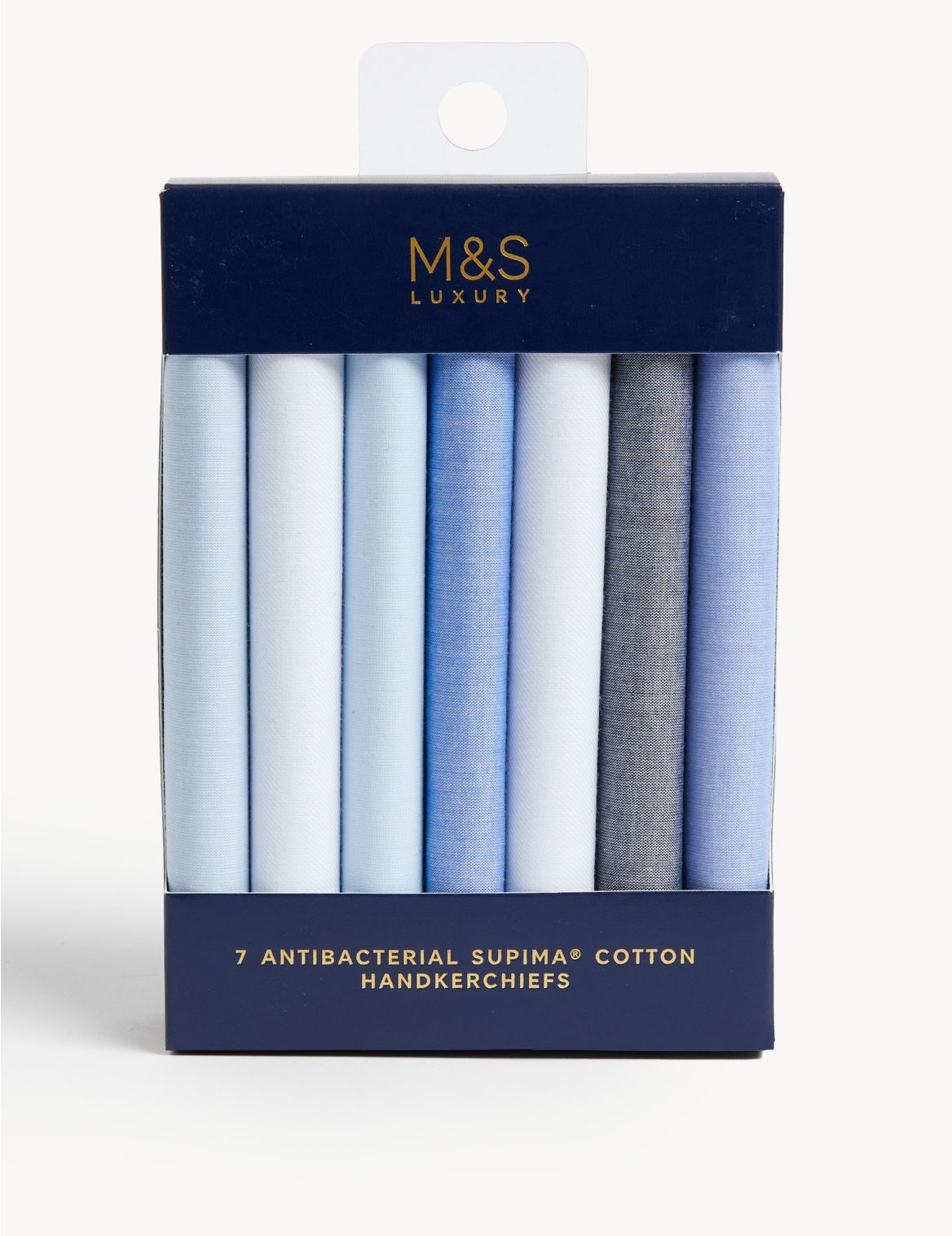 7 Pack Antibacterial Premium Cotton Handkerchiefs with Sanitized Finish&reg; blue