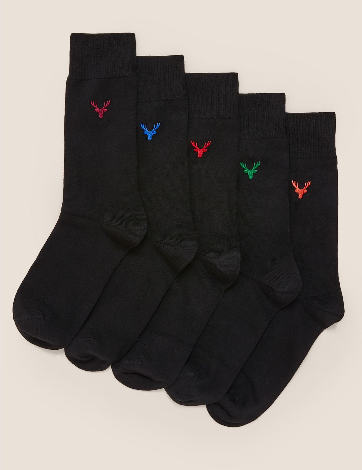 5 Pack Cool & Fresh&trade; Stag Socks black
