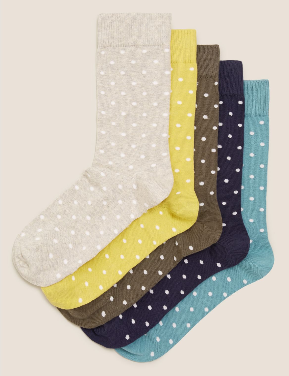 5 Pack Cool & Fresh&trade; Polka Dot Socks multi-coloured