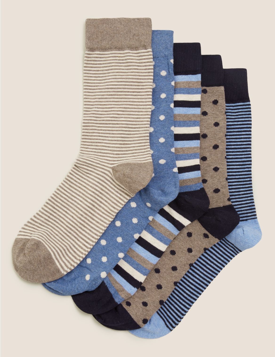 5 Pack Cool & Fresh&trade; Assorted Socks cream