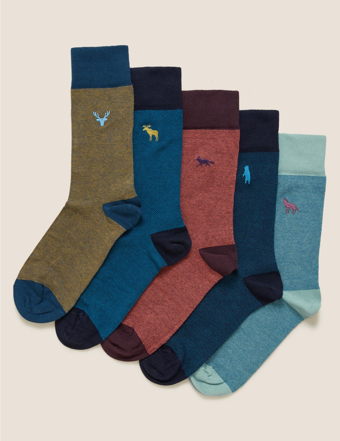 5 Pack Cool & Fresh&trade; Animal Socks multi-coloured