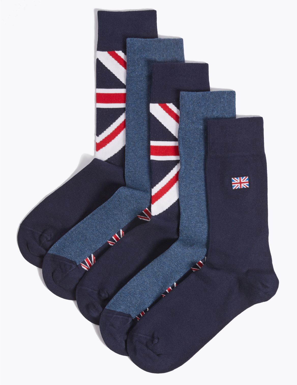 5 Pack Cool & Fresh&trade; Union Jack Socks blue