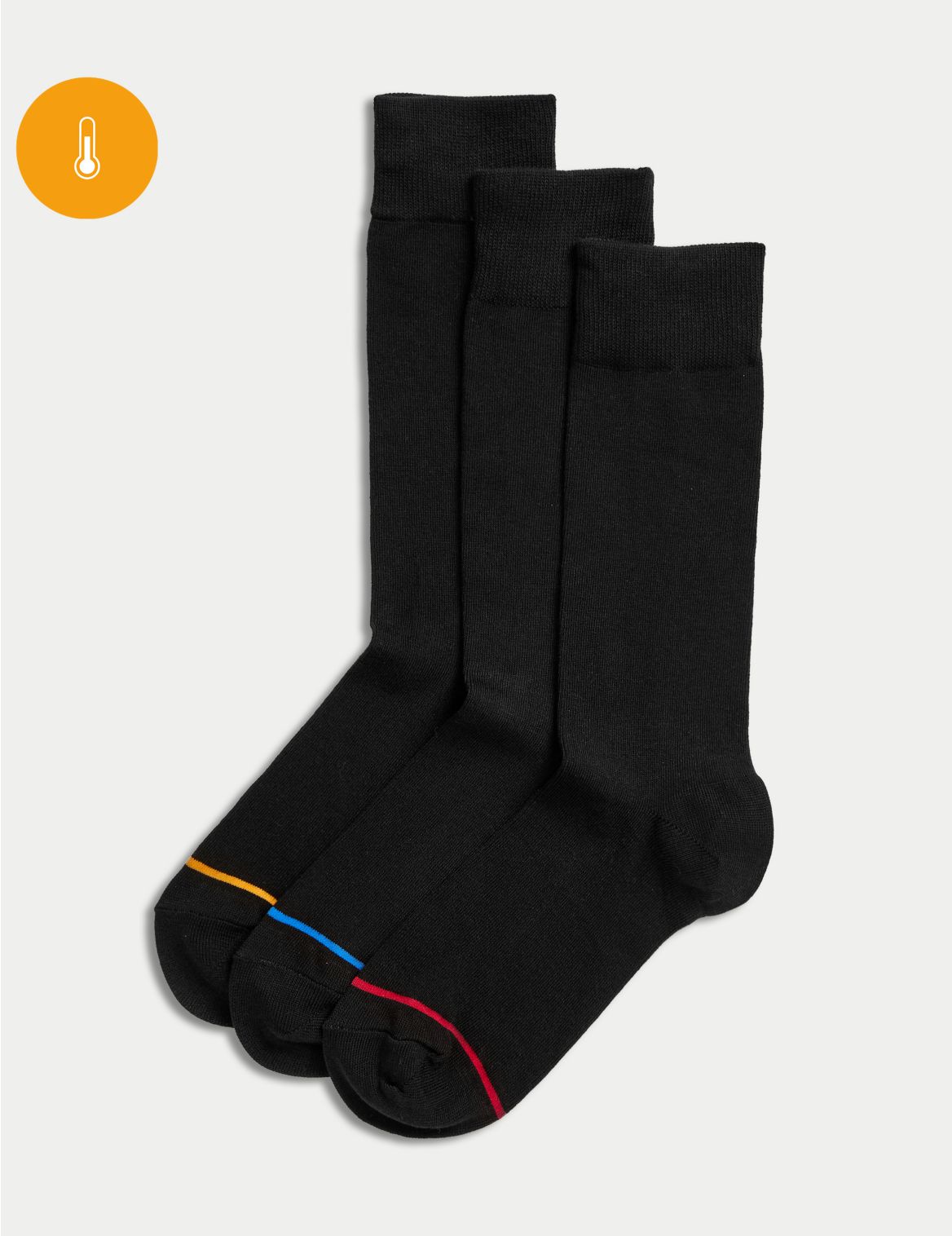 3 Pack Light Warmth Thermal Socks black
