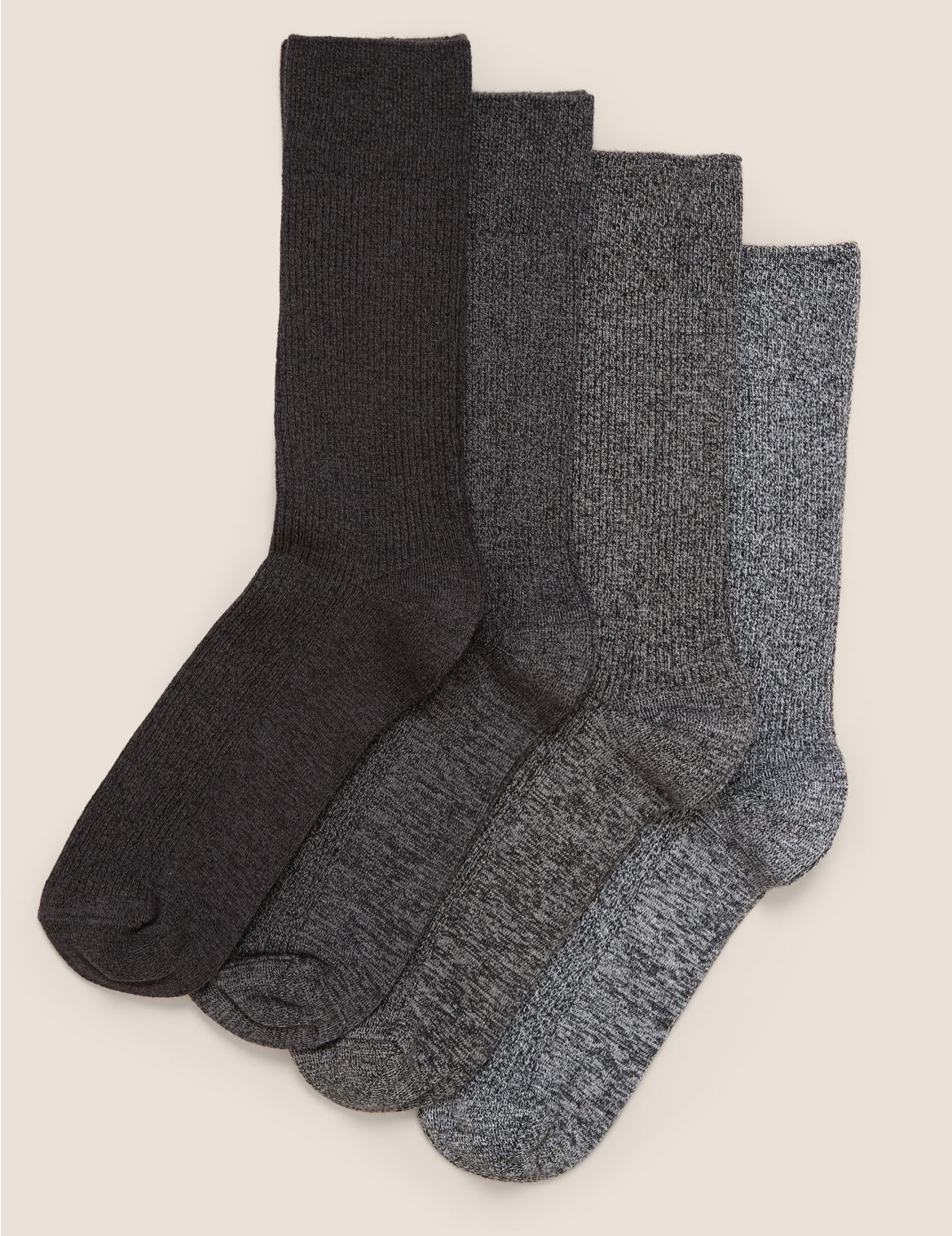 4 Pack Casual Ribbed Socks grey
