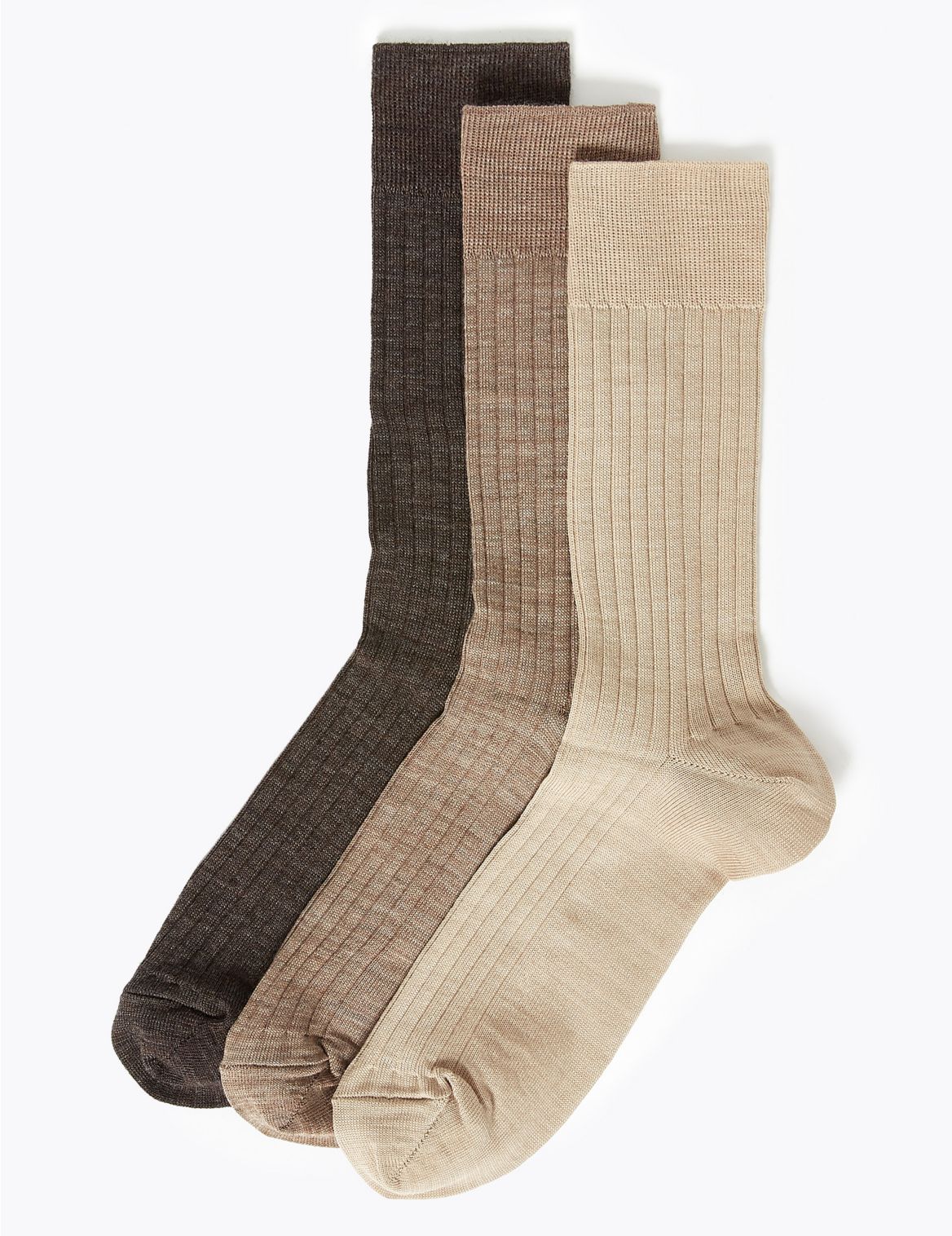 3 Pack Lambswool Smart Socks brown