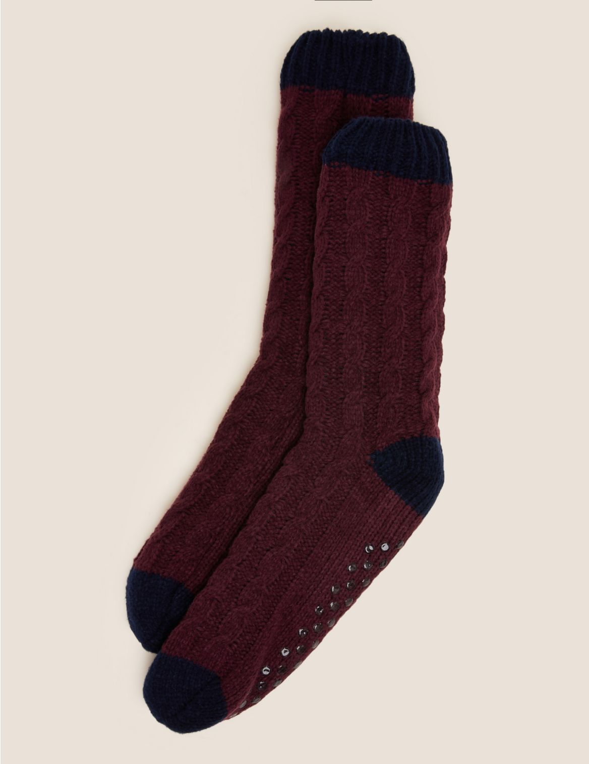 Supersoft Cable Knit Slipper Socks red