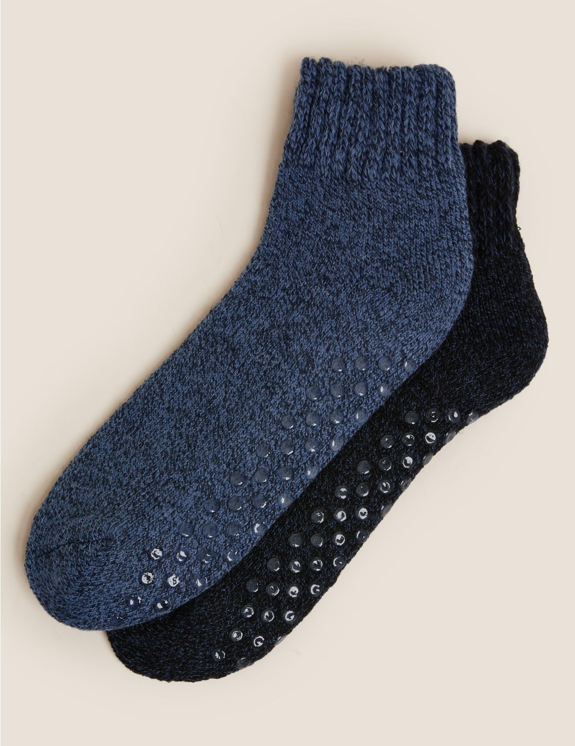 2 Pack Chunky Slipper Socks blue