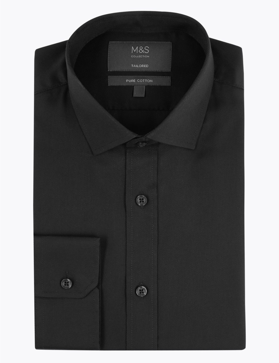 Tailored Fit Pure Cotton Shirt black