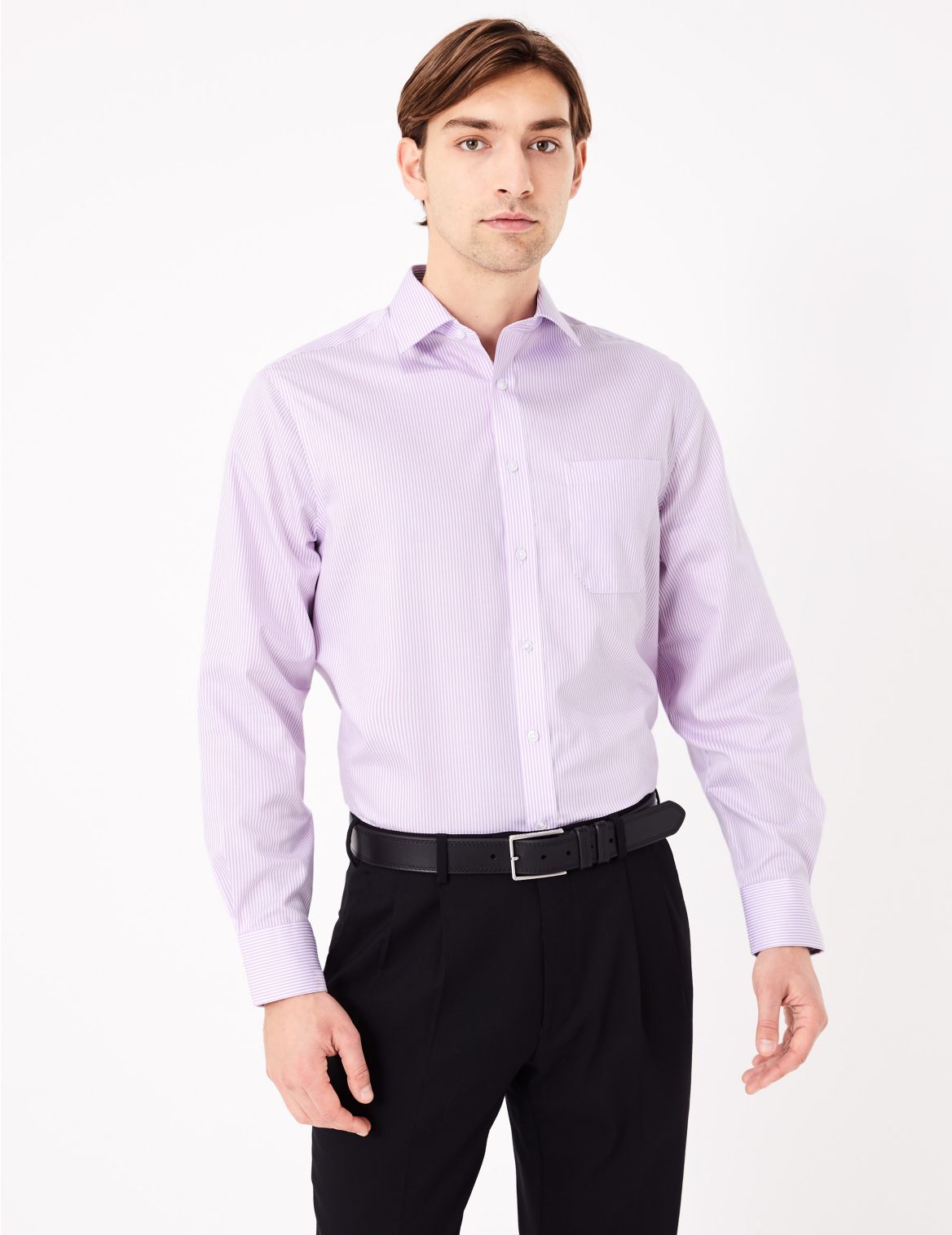 Regular Fit Striped Non-Iron Shirt purple