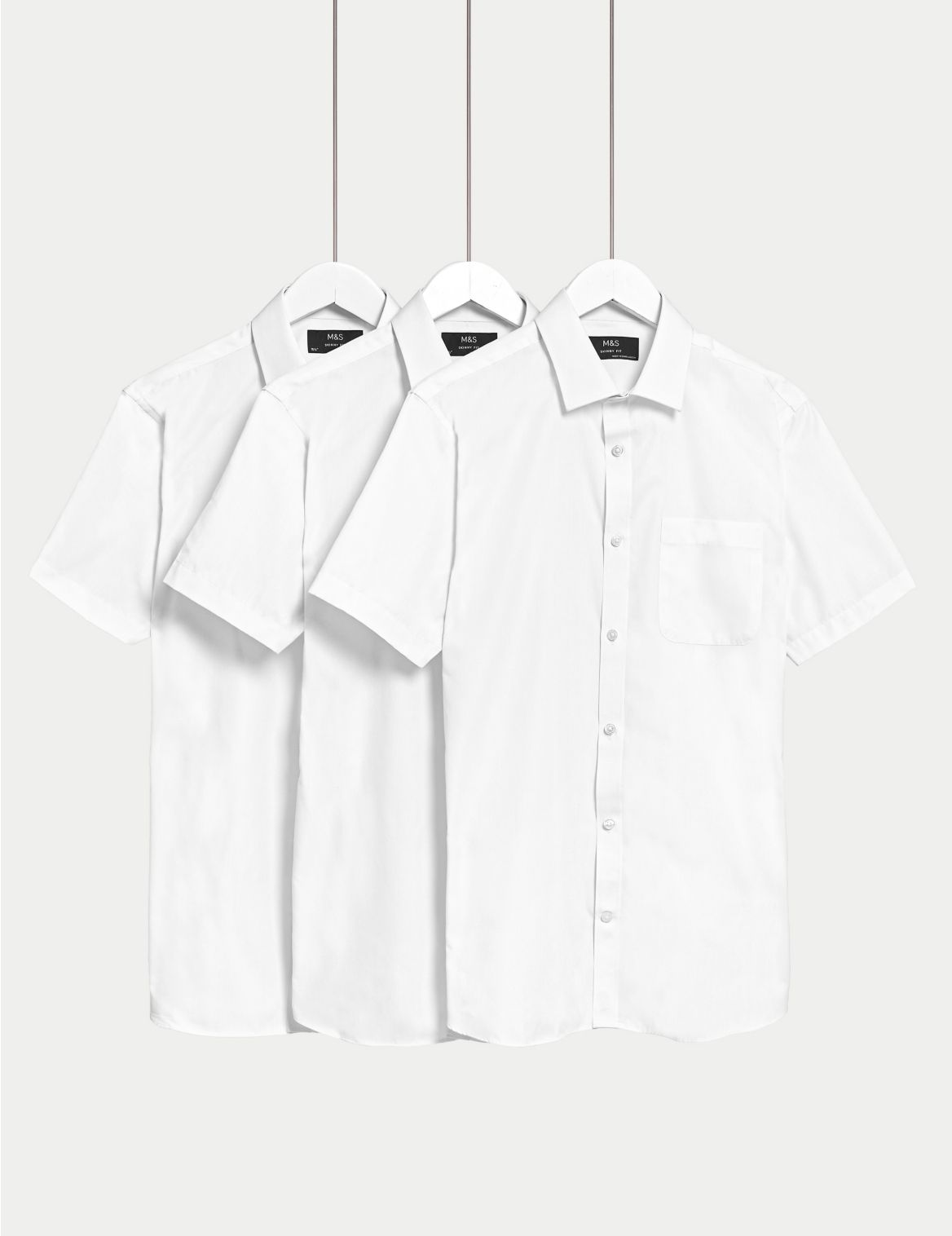 3 Pack Skinny Fit Short Sleeve Shirts white