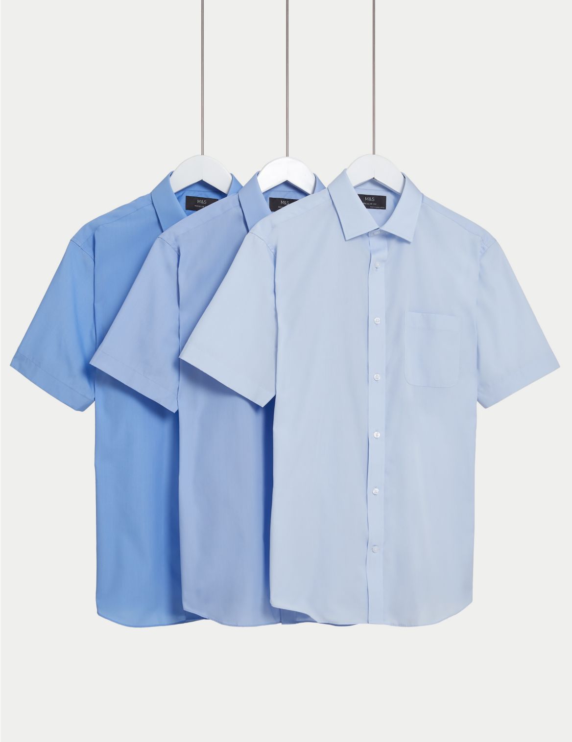 3 Pack Regular Fit Short Sleeve Shirts blue