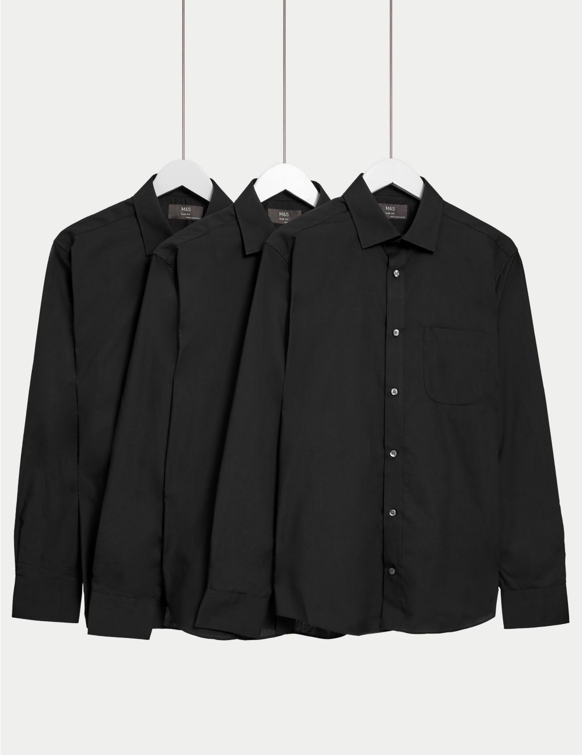 3 Pack Slim Fit Long Sleeve Shirts black