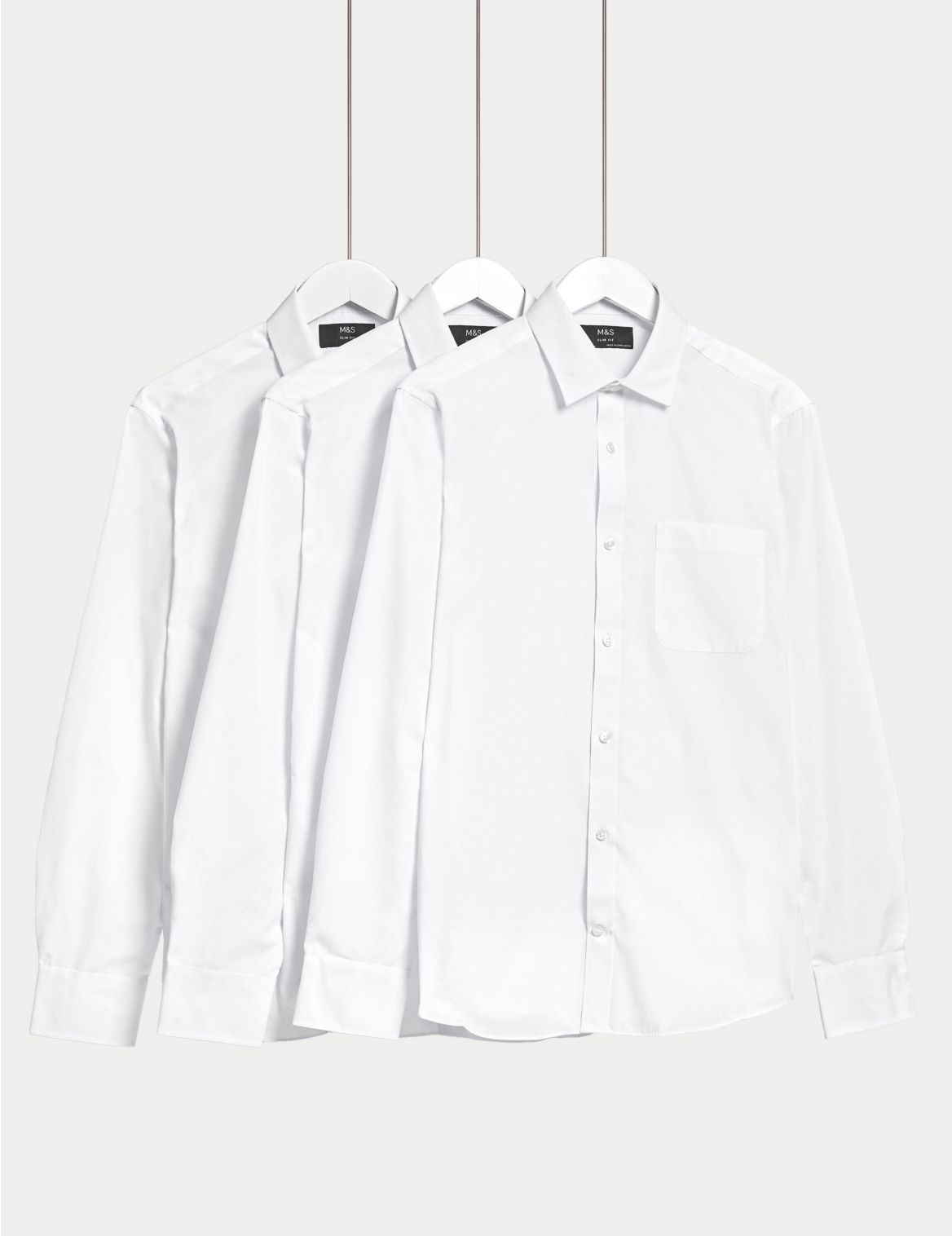 3 Pack Slim Fit Long Sleeve Shirts white