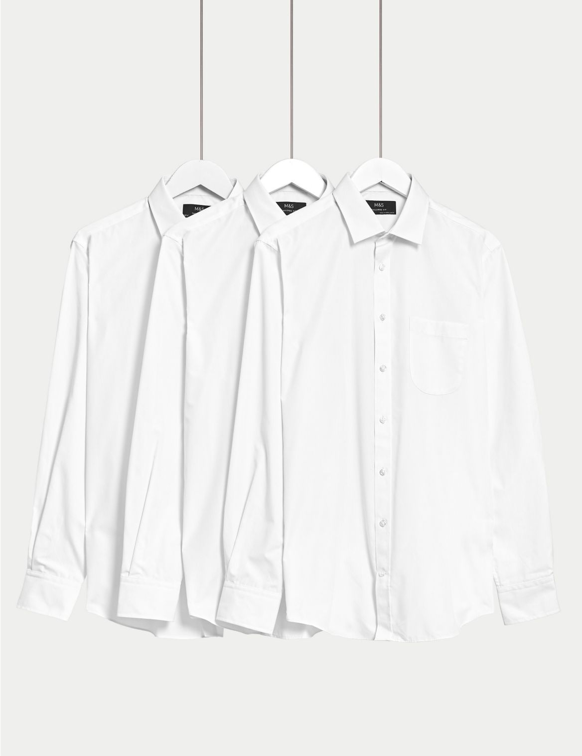 3 Pack Tailored Fit Long Sleeve Shirts white