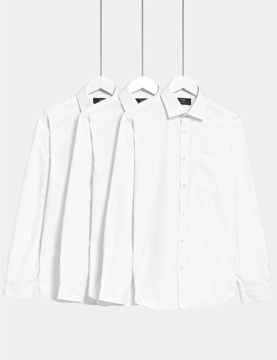 3 Pack Skinny Fit Long Sleeve Shirts white