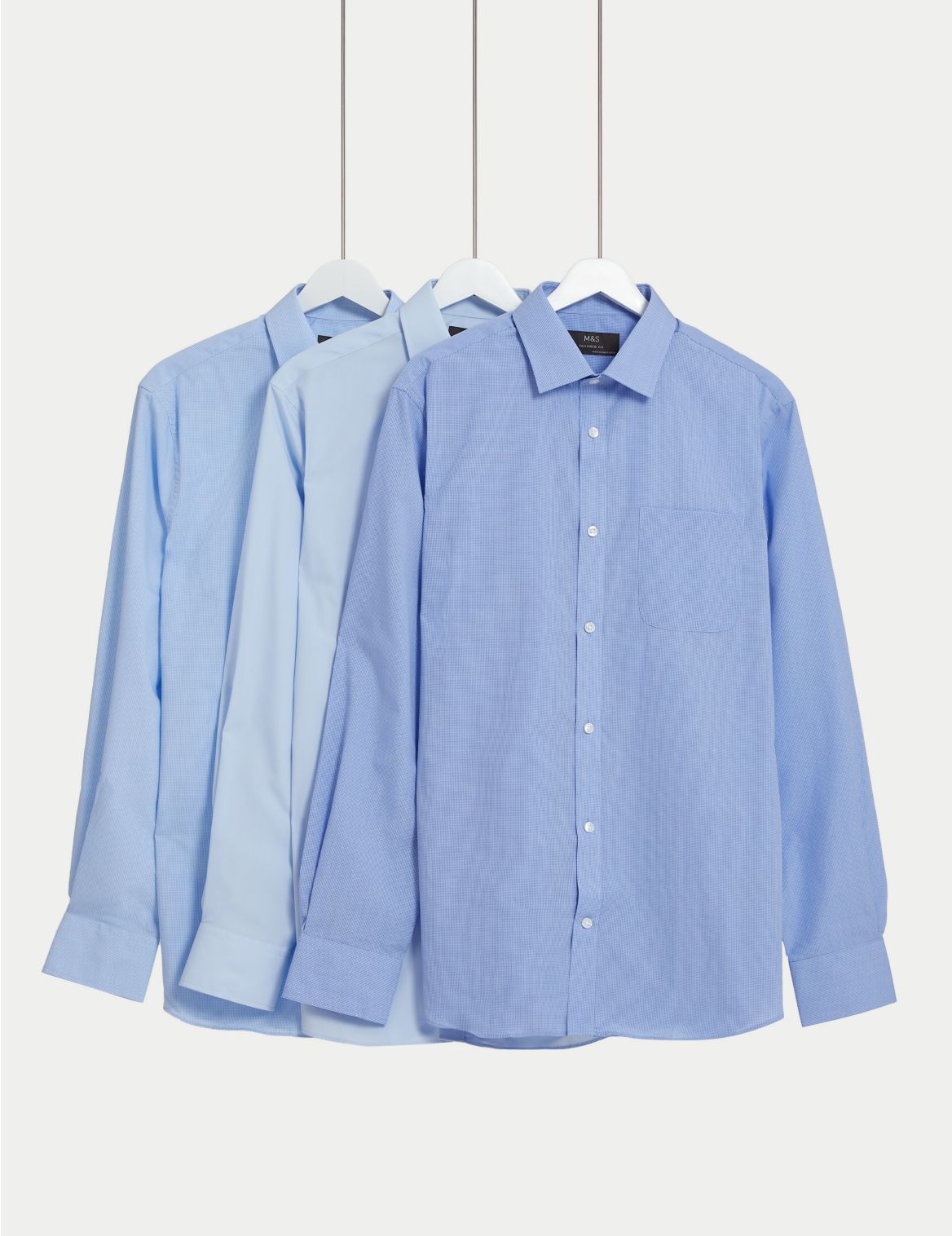 3 Pack Tailored Fit Long Sleeve Shirts blue