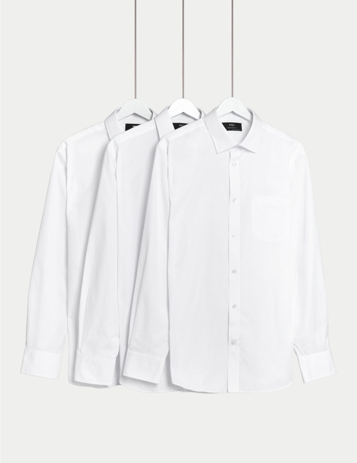 3 Pack Regular Fit Long Sleeve Shirts white