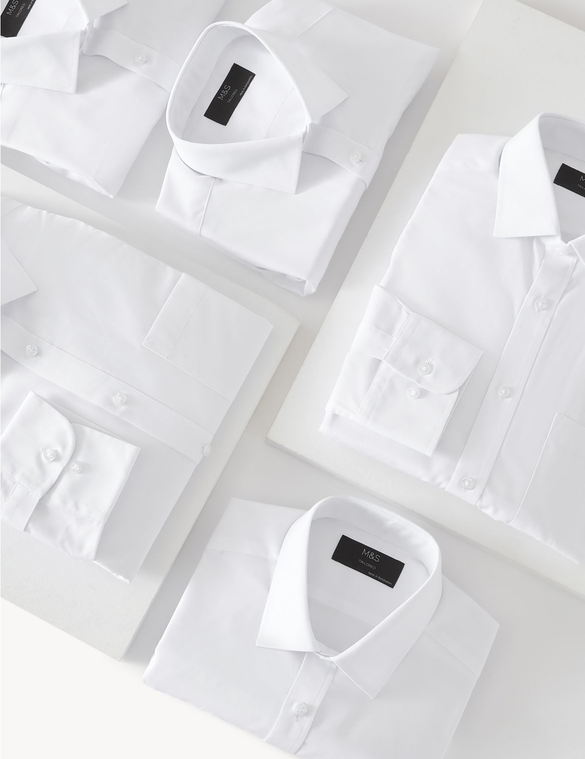 5 Pack Tailored Fit Long Sleeve Shirts white