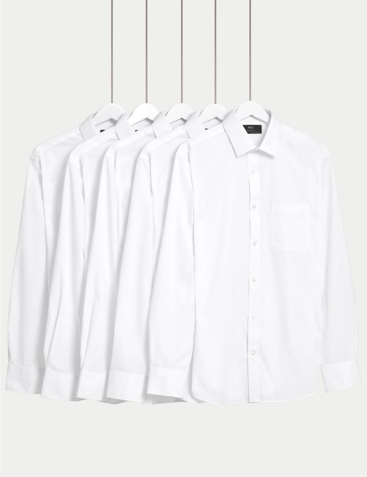 5 Pack Regular Fit Long Sleeve Shirts white