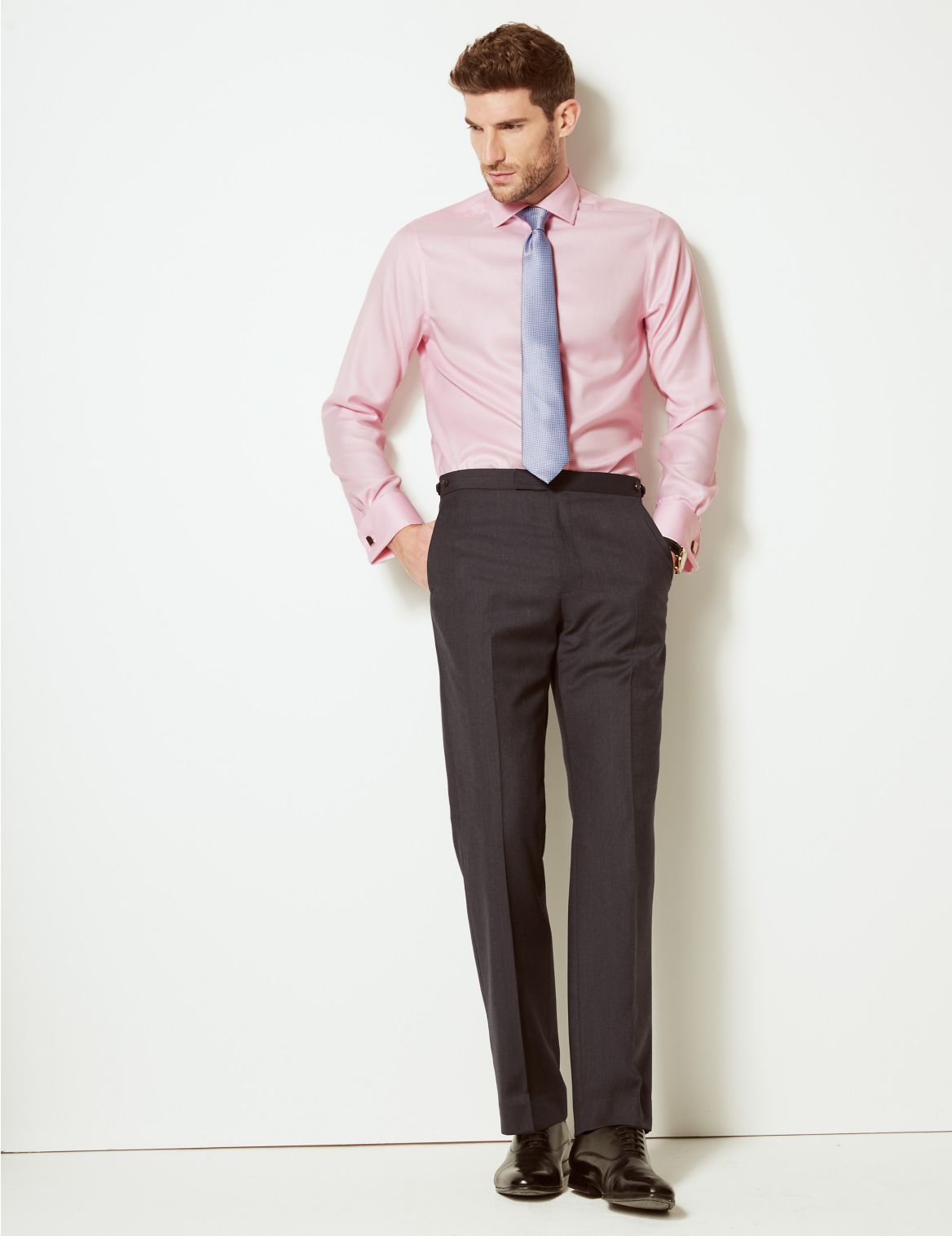 Slim Fit Easy Iron Pure Cotton Shirt pink