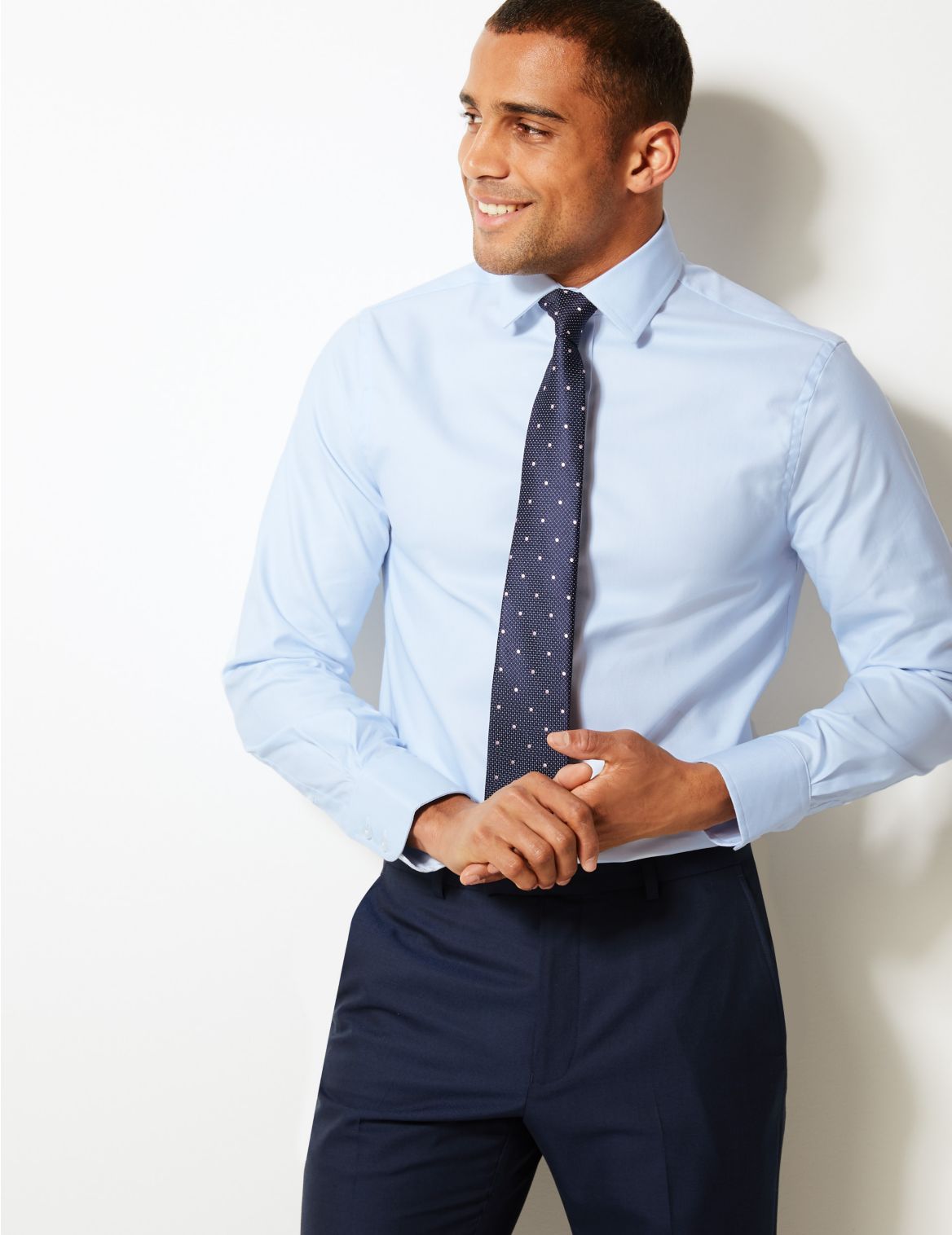 Slim Fit Shirt Easy Iron with Stretch blue