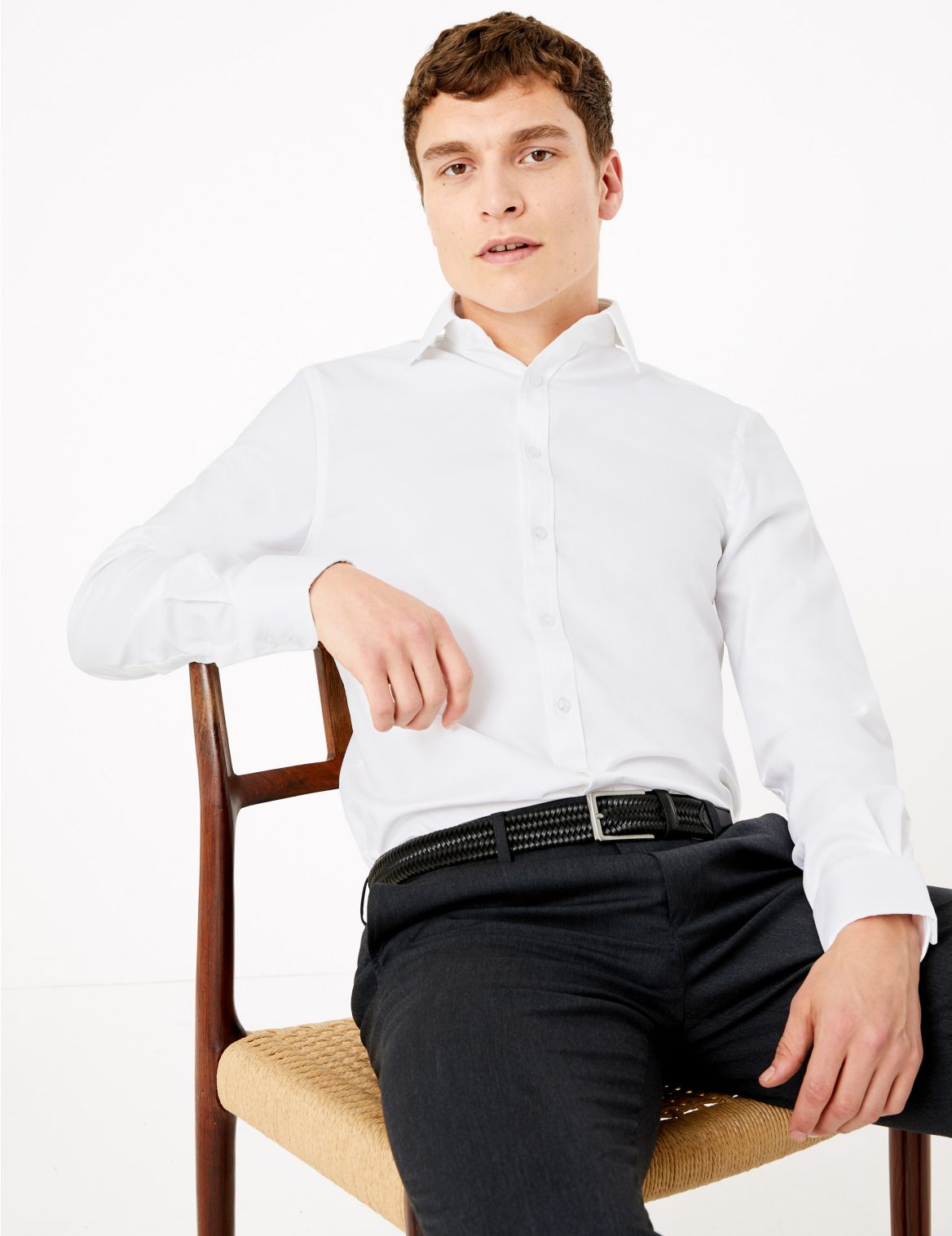 Slim Fit Shirt Easy Iron with Stretch white