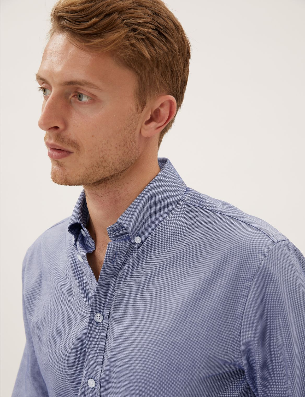 Tailored Fit Pure Cotton Luxury Shirt navy