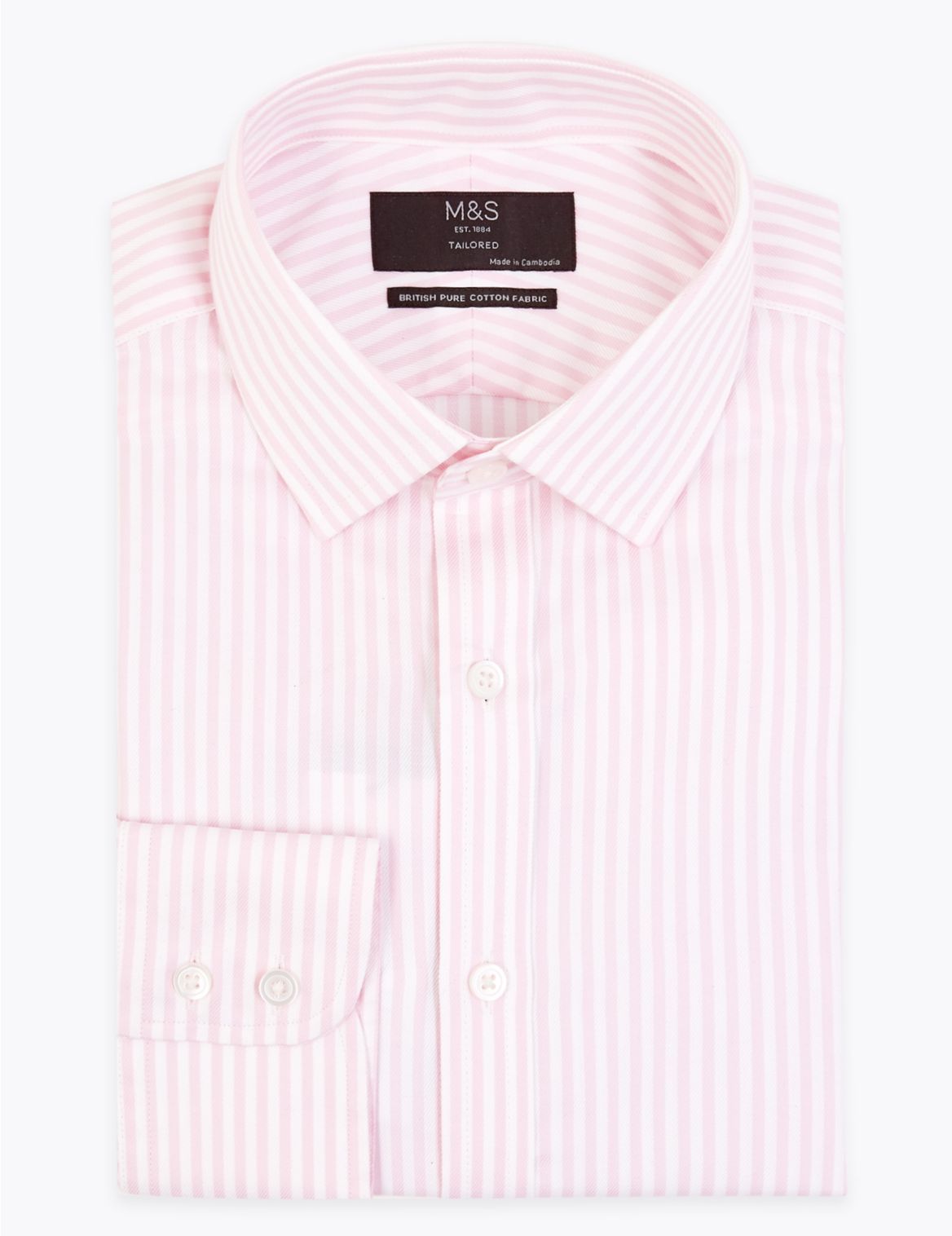 Tailored Fit English Fine Cotton Striped Shirt pink