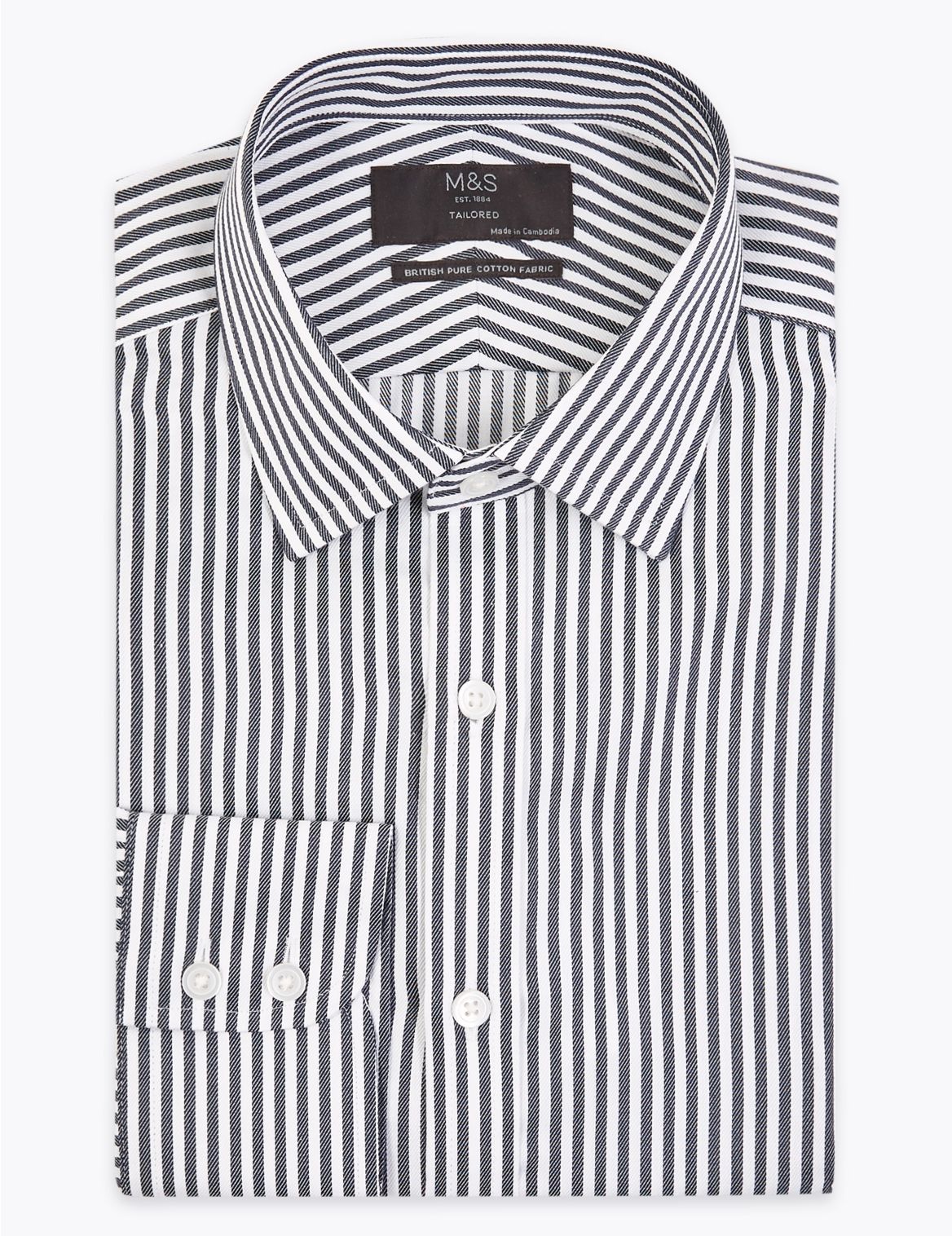 Tailored Fit English Fine Cotton Striped Shirt blue