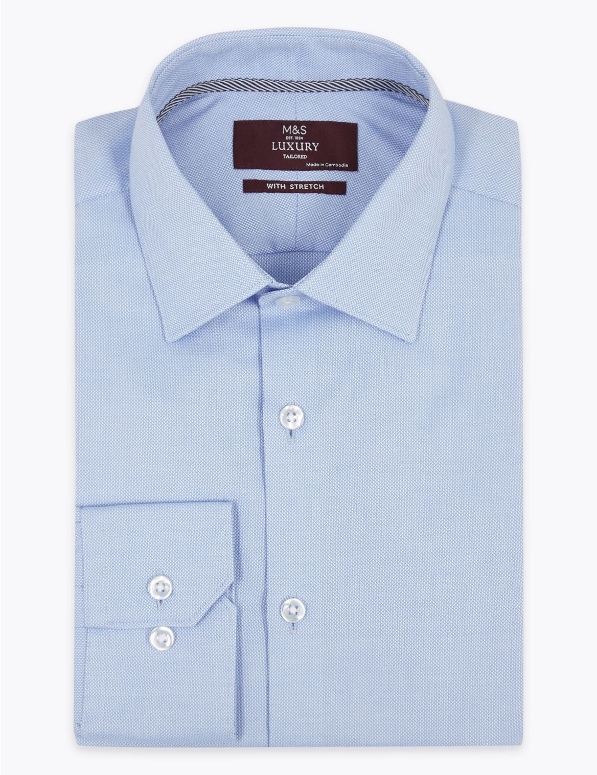 Shorter Length Tailored Fit Cotton Shirt blue