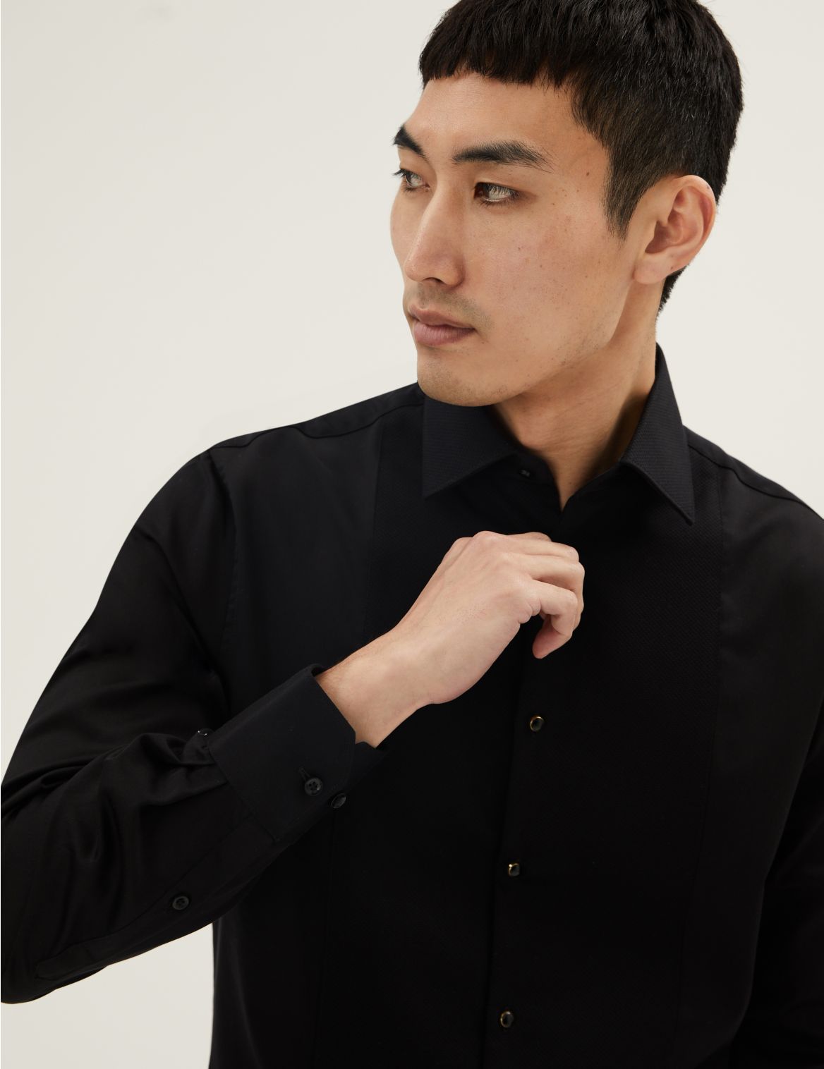 Tailored Fit Pure Cotton Dinner Shirt black
