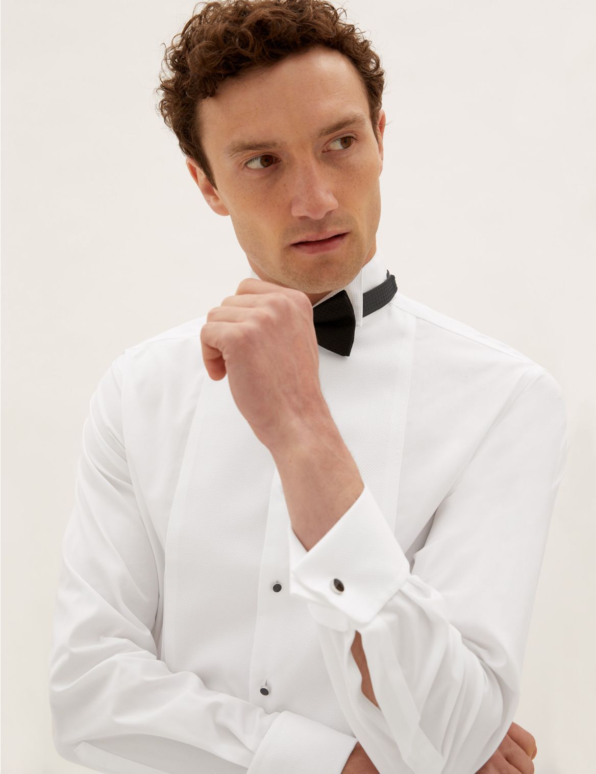 Tailored Fit Pure Cotton Dinner Shirt white