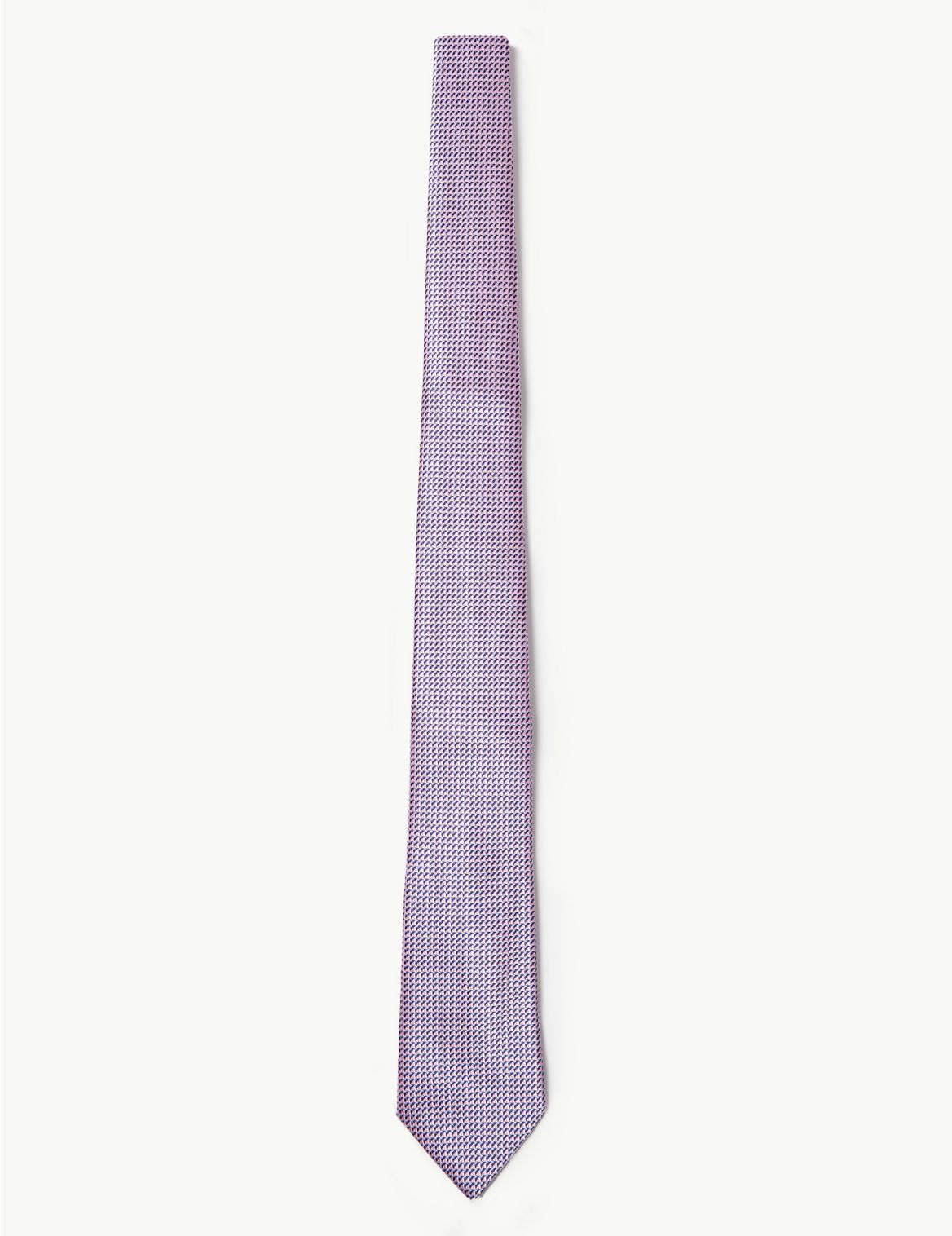 Slim Woven Geometric Tie pink