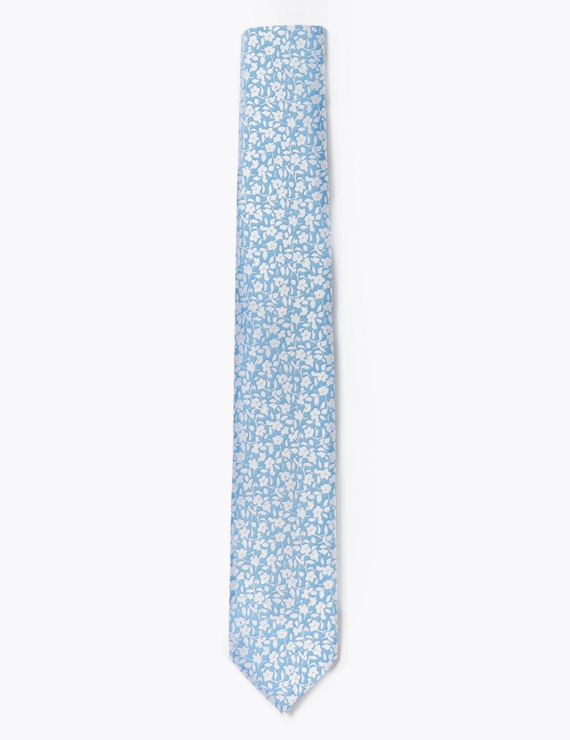 Skinny Woven Floral Tie blue